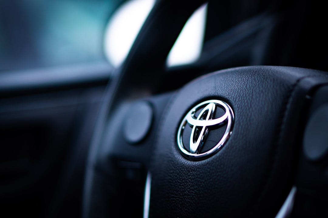 Toyota logo on a steering wheel 