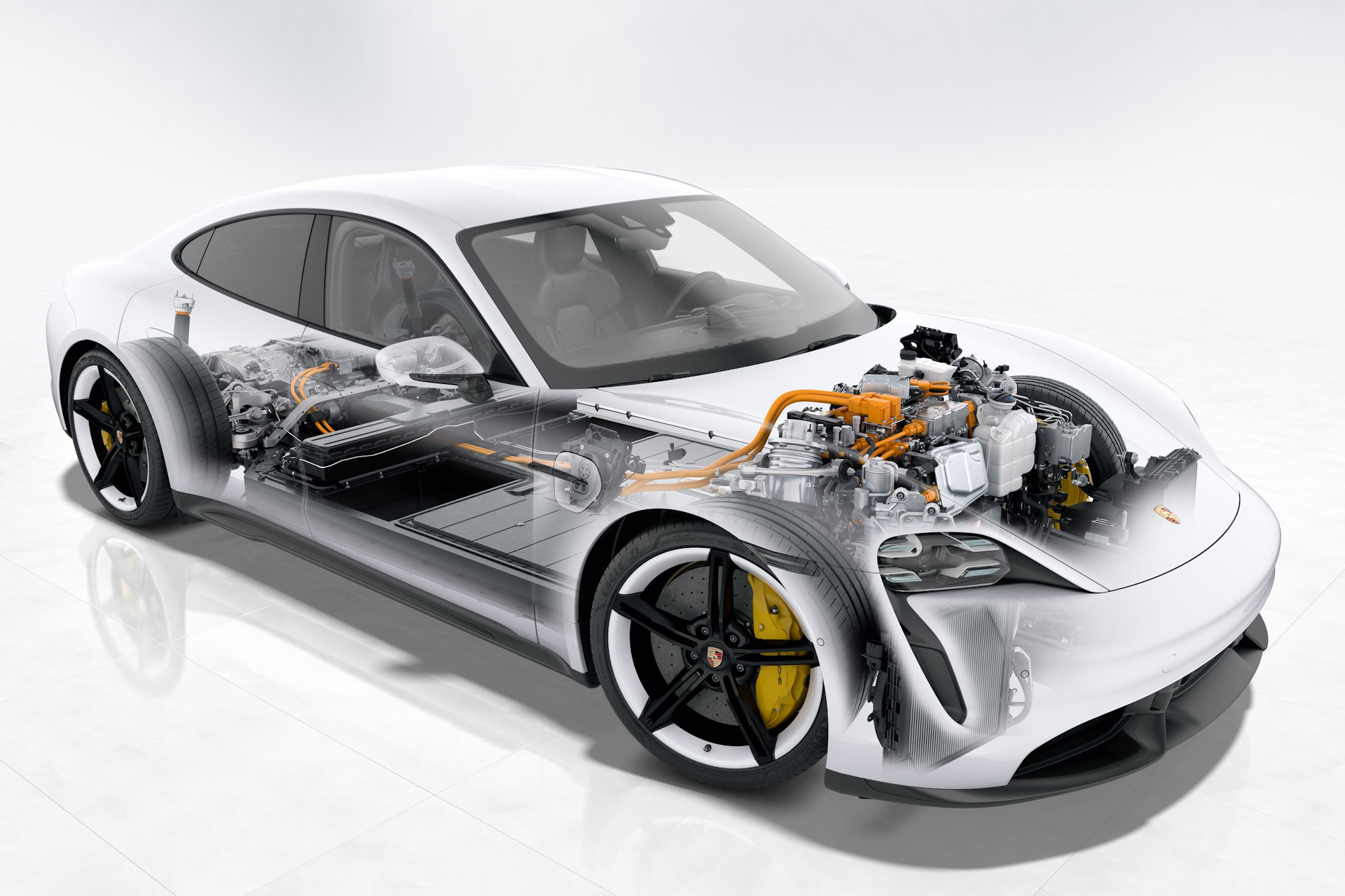 Battery and internal system of a Porsche Taycan 