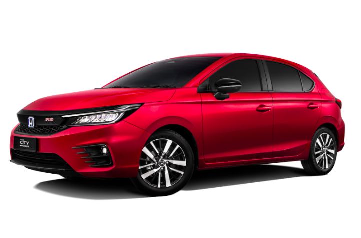 The Honda City RS e:HEV in red